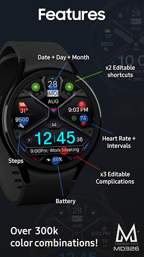 MD326 3D Modern Watch Face store screenshot 6